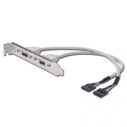 ASSMANN AK-300301-002-E :: USB 2.0 Slot Bracket планка, 2x type A - 2x5pin IDC, F/F, 0.25 м