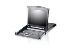 ATEN CL5708FM :: 8-Port Combo(PS/2 &USB), 17" LCD KVMP Switch with Fingerprint Reader, 1280x1024