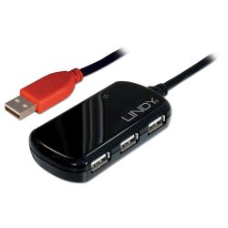 LINDY 42783 :: Активен USB 2.0 хъб + 12м удължител