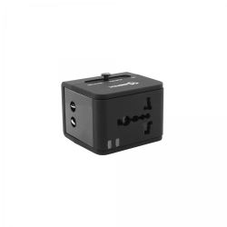 SBOX TA-23 :: Универсален Travel aдаптор с 2 USB порта, 110-240V, 6А, 1380W, 3 накрайника, UK/Europe/US/Aus