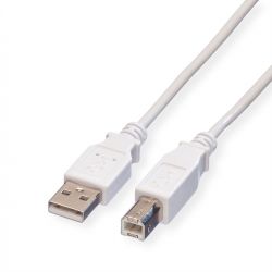 VALUE 11.99.8831 :: USB 2.0 кабел, A - B, M/M, бял цвят, 3.0 м