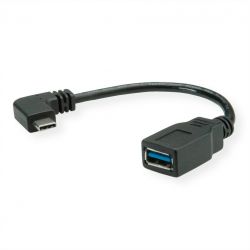 ROLINE 11.02.9031 :: USB кабел с адаптер 90°, OTG, USB3.2 Gen1, C-A, M/F, 0.15 m