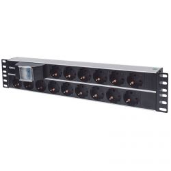 INTELLINET 714051 :: Разклонител PDU за 19" шкаф, 2U, 15 гнезда, 16А, On/Off, алуминиев, 3.0 м