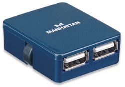 MANHATTAN 160605 :: Hi-Speed USB Micro хъб, 4 порта, син