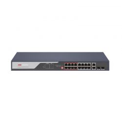 HIKVISION DS-3E0318P-E(C) :: 18-портов 10/100, 16 PoE порта + 2x Gigabit uplink, Unmanaged, 230W, 300m