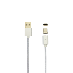 SBOX MAGNETIC-TYPEC :: Кабел, магнитен, USB-A 2.0 към USB/C, сребрист, 480 Mbps, 1м 