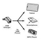 ROLINE 11.02.8306 :: ROLINE USB 2.0 Charging кабел, 1x Type A - 3x Micro B, M/M, 0.8 м