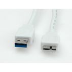 VALUE 11.99.8875 :: USB 3.0 кабел, USB A - Micro USB B, 2.0 м, бял цвят