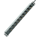 ROLINE 19.07.1620 :: Разклонител PDU за 19" шкаф, 45°, 16A, алуминиев, сив, 2.0 м