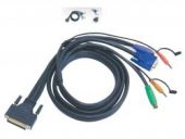 ATEN 2L-1701P :: KVM кабел, HD15 M + 2x PS2 M + 2 Audio plugs >> DB-25 Male, 1.8 м