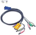 ATEN 2L-5302P :: KVM кабел, HD15 M + 2x PS2 M + 2 Audio plugs >> SPHD15 M + 2 Audio jacks, 1.8 м