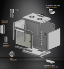 MIRSAN MR.WTE07U45.01 :: Сървърен шкаф за мрежово оборудване - 600 x 450 x 423 мм, D=450 мм / 7U, черен, за стена, Eco