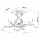 SBOX PM-18 :: Стойка за проектор, за таван, 13.5 кг, 150 мм