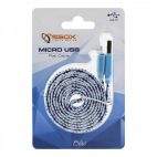 SBOX USB-103CF-BL :: Плосък USB A към Micro USB B кабел, 1.0 м, с оплетка, син