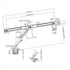 SBOX GMS-3203 :: Стойка за 3 монитора White Shark Rhamses-III, за плот, Gas Spring, 17"- 27", USB 3.0 и мултимедийни портове