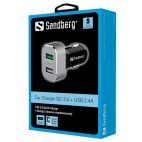 SANDBERG SNB-441-10 :: Зарядно за кола, 1x QC 3.0 + 1x USB, 2.4A