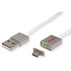 ROLINE 11.02.8316 :: ROLINE USB 2.0 кабел, Type A M - Micro B магнитен, M/M, 1.0 м, 