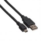 ROLINE 11.02.8708 :: USB 2.0 кабел, A - 5-Pin Mini, M/M, черен цвят, 0.8 м