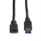 ROLINE 11.02.8877 :: USB 3.2 Gen 1 кабел, A - Micro B, M/M, черен цвят, 3.0 м