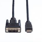 VALUE 11.99.5553 :: DVI кабел, DVI (18+1) - HDMI, M/M, черен цвят, 10.0 м