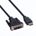 VALUE 11.99.5553 :: DVI кабел, DVI (18+1) - HDMI, M/M, черен цвят, 10.0 м