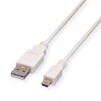 VALUE 11.99.8730 :: USB 2.0 кабел, A - 5-Pin Mini, M/M, бял цвят, 3.0 м