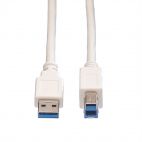 VALUE 11.99.8869 :: USB 3.2 Gen 1 кабел, A - B, M/M, бял цвят, 0.8 м