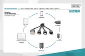 ASSMANN DB-300160-002-S :: DIGITUS 3-in-1 Charger Cable, USB A - Lightning + Micro USB + Type-C