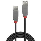 LINDY LNY-36701 :: USB 2.0 кабел, Anthra Line, Type A-А, M/F, удължителен, 0.5 м