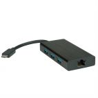 VALUE 12.99.1109 :: USB Type C 3.1 към Gigabit Ethernet адаптер + Хъб 3 x USB 3.2