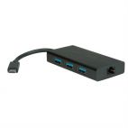 VALUE 12.99.1109 :: USB Type C 3.1 към Gigabit Ethernet адаптер + Хъб 3 x USB 3.2