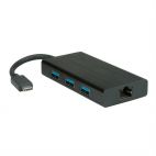 VALUE 12.99.1109 :: USB Type C 3.1 към Gigabit Ethernet адаптер + Хъб 3 x USB 3.2