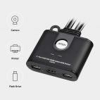 ATEN CS22HF :: 2-портов KVM превключвател, USB, HDMI, FullHD, с вградени кабели и Remote Port селектор