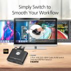 ATEN CS22HF :: 2-портов KVM превключвател, USB, HDMI, FullHD, с вградени кабели и Remote Port селектор