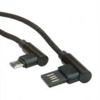 ROLINE 11.02.8721 :: USB 2.0 кабел, Type A M reversible - Micro B (90° по ъгъл), M/M, 1.8 м