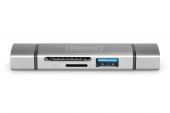 DIGITUS DA-70886 :: Комбиниран четец за карти, USB-C + USB 3.0, Micro/SD, сив 