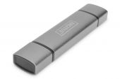 DIGITUS DA-70886 :: Комбиниран четец за карти, USB-C + USB 3.0, Micro/SD, сив 