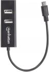 MANHATTAN 406239 :: Четец за карти+ micro USB OTG 24-in-1,  3 порта USB 2.0, черен