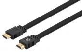 MANHATTAN 355599 :: Кабел HDMI M/M, плосък, 4K@60Hz, Gold, 0.5м, черен